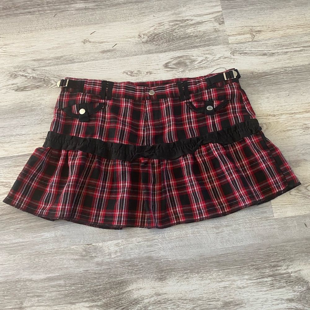 Red plaid skirt